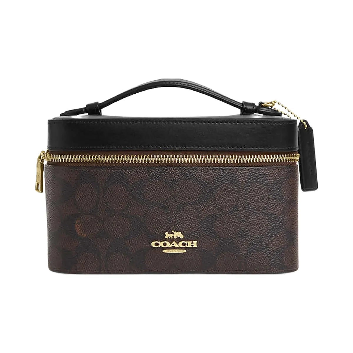 Coach Cosmetic Case In Signature Canvas Signature Canvas-Gold-Walnut-Black