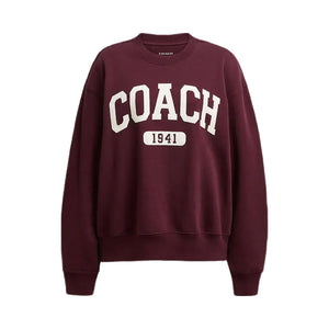 Coach Sporty Signature Boyfriend Crewneck Sweatshirt Burgundy
