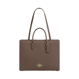 Coach Maggie Tote Bag Pebbled Leather-Gold-Dark Stone