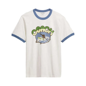 Coach Surf Graphic T-Shirt In Organic Cotton White