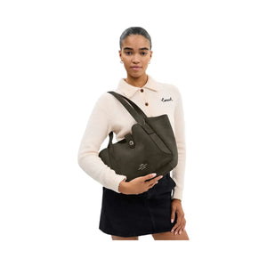 Coach Hadley Turnlock Tote Bag Suede-Qb-Army Green