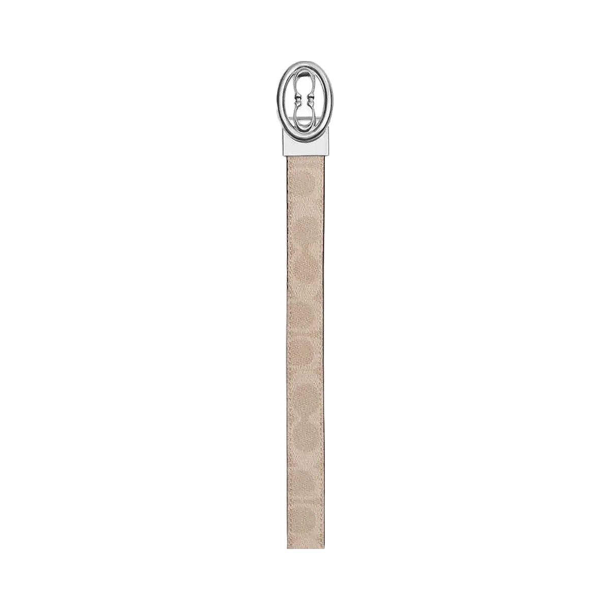 Coach Signature Buckle Cut To Size Belt, 25 Mm Signature Canvas-Silver-Sand-Taupe