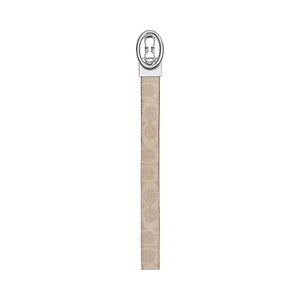 Coach Signature Buckle Cut To Size Belt, 25 Mm Signature Canvas-Silver-Sand-Taupe