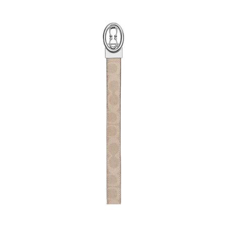Coach Signature Buckle Cut To Size Belt, 25 Mm Signature Canvas-Silver-Sand-Taupe