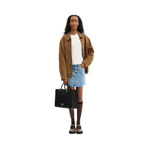 Coach Maggie Tote Bag Pebbled Leather-Gold-Black
