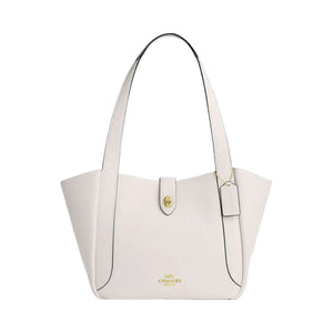 Coach Hadley Turnlock Tote Bag Pebbled Leather-Gold-Chalk
