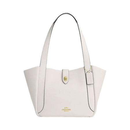 Coach Hadley Turnlock Tote Bag Pebbled Leather-Gold-Chalk