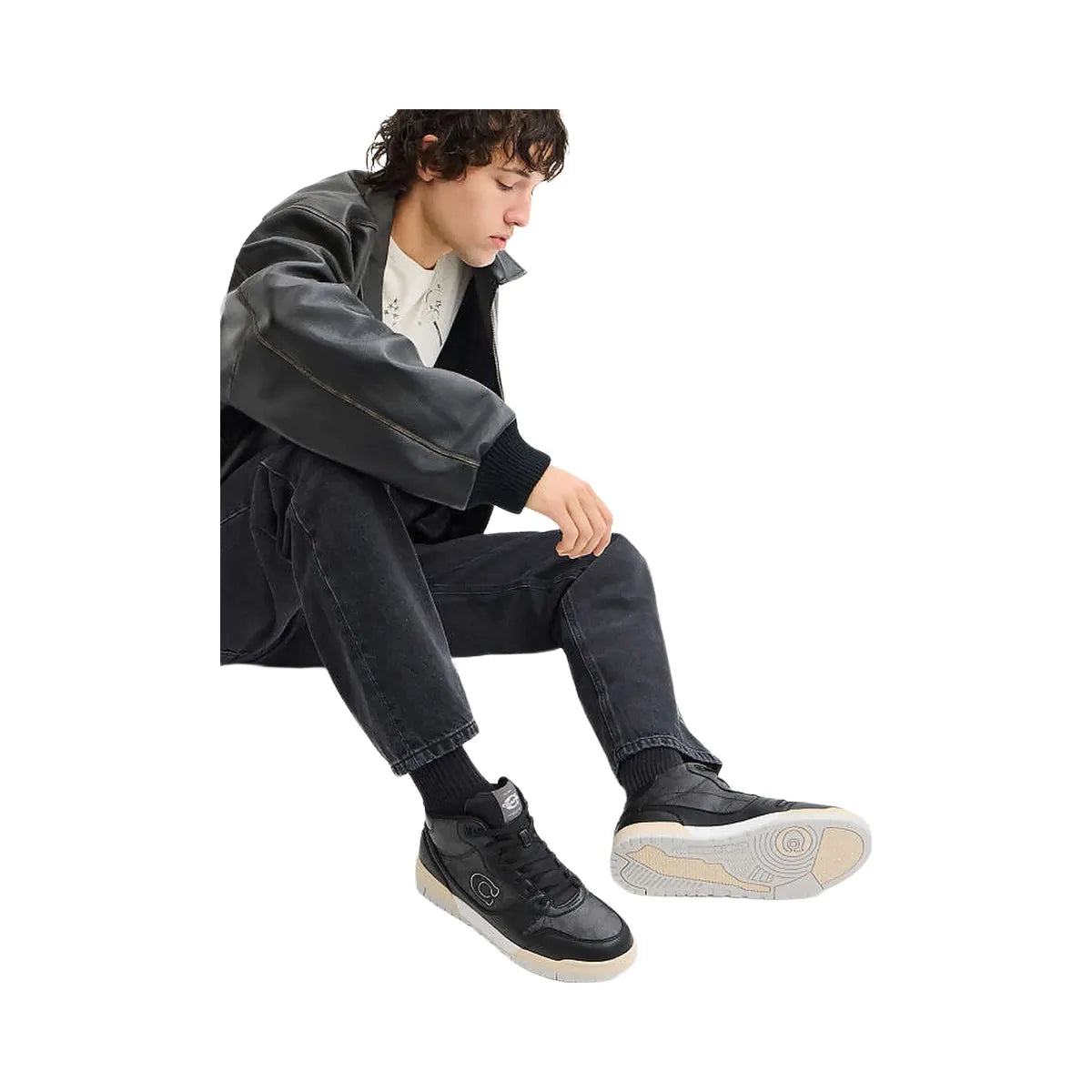 Coach Soho Mid Top Sneaker In Signature Canvas Charcoal-Black