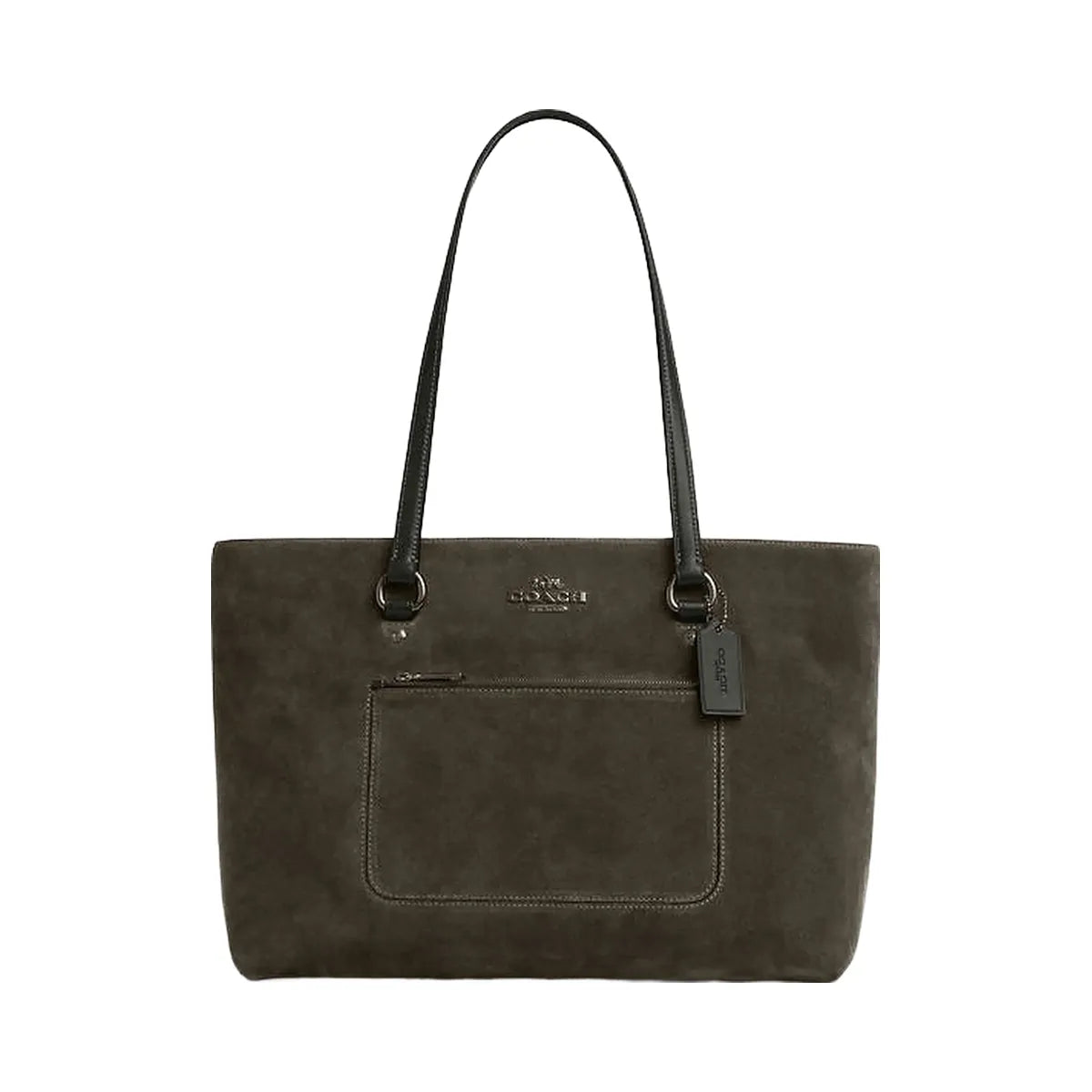 Coach Station Tote Bag Suede-Qb-Army Green