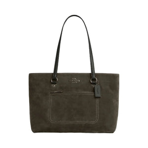 Coach Station Tote Bag Suede-Qb-Army Green