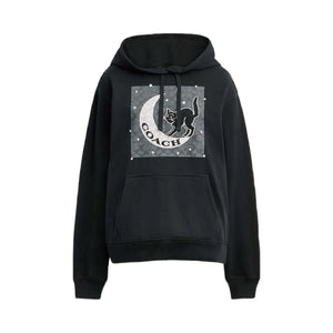 Coach Halloween Black Cat Moon Signature Square Hoodie Black