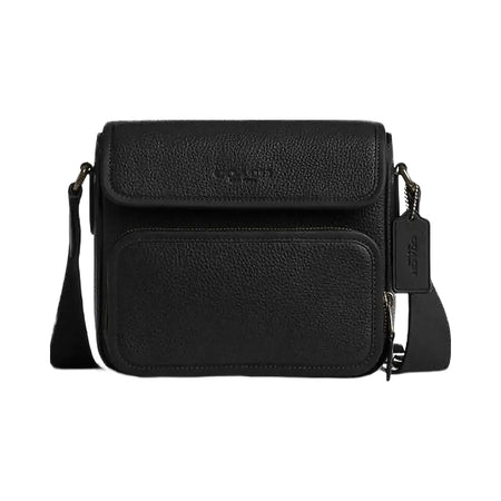 Coach Sullivan Flap Crossbody Bag Pebbled Leather-Gunmetal-Black