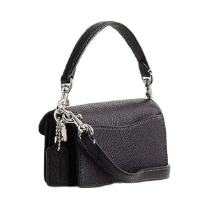 Coach Tabby Bag 12 Polished Pebble Leather-Silver-Black
