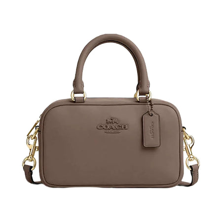 Coach Satchel Crossbody Smooth Leather-Gold-Dark Stone