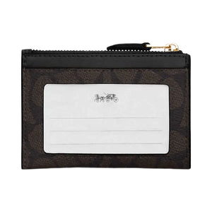 Coach Mini Skinny Id Case In Signature Canvas Signature Canvas-Gold-Walnut-Black