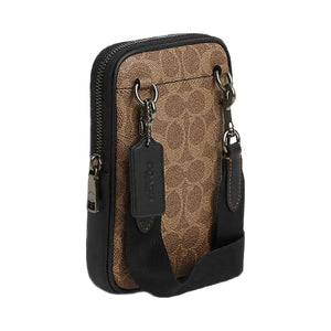 Coach Aden Crossbody Bag In Signature Canvas Signature Canvas-Qb-Tan-Black