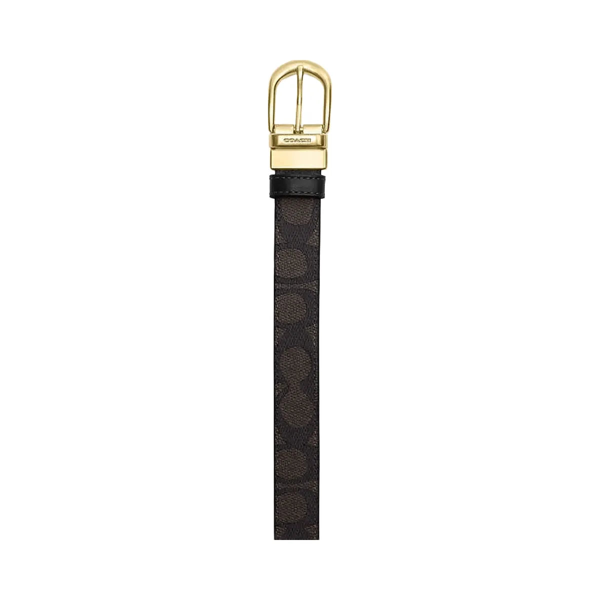 Coach Harness Buckle Cut To Size Reversible Belt, 25 Mm Signature Canvas-Gold-Walnut-Black