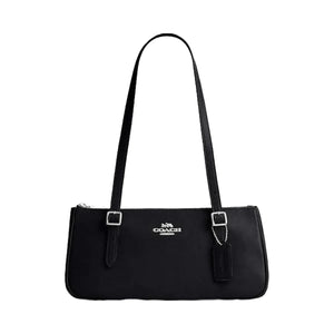 Coach Asher Shoulder Bag Glazed Leather-Silver-Black