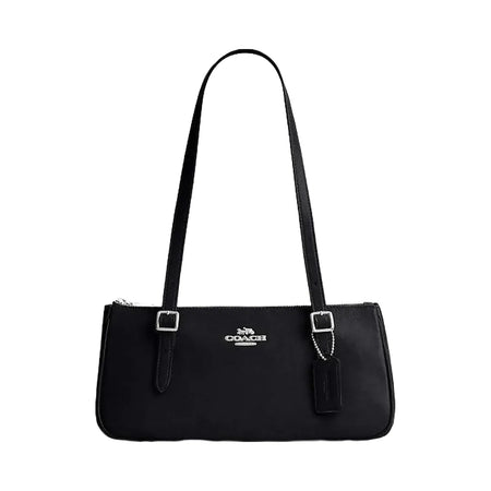 Coach Asher Shoulder Bag Glazed Leather-Silver-Black