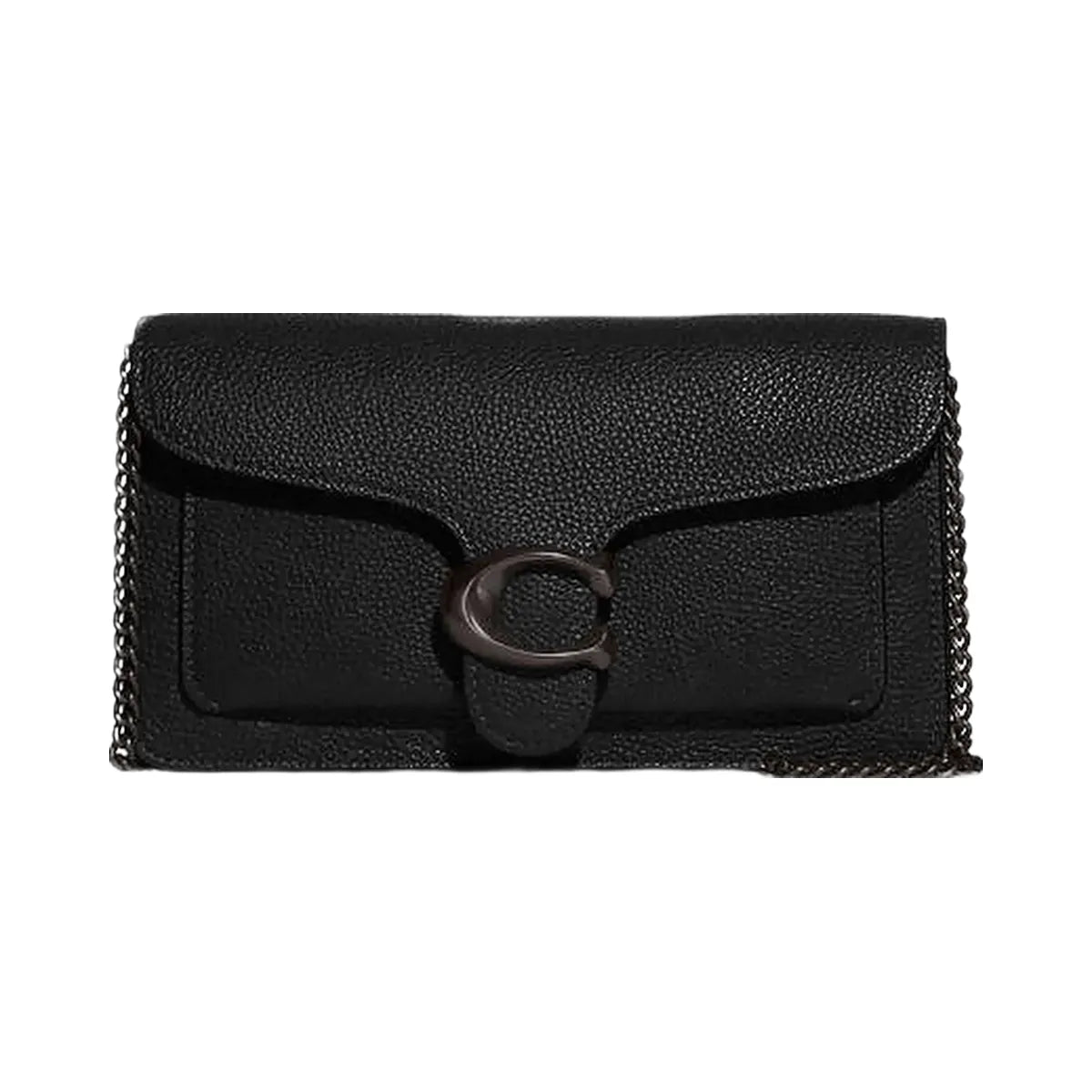 Coach Tabby Chain Clutch Polished Pebble Leather-Pewter-Black
