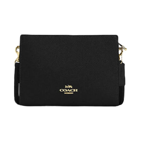 Coach Slim Crossbody Bag Pebbled Leather-Gold-Black