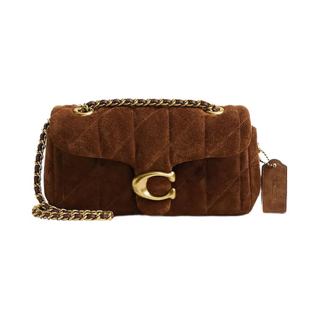 Coach Tabby Shoulder Bag 20 With Quilting Suede-Brass-Warm Brown