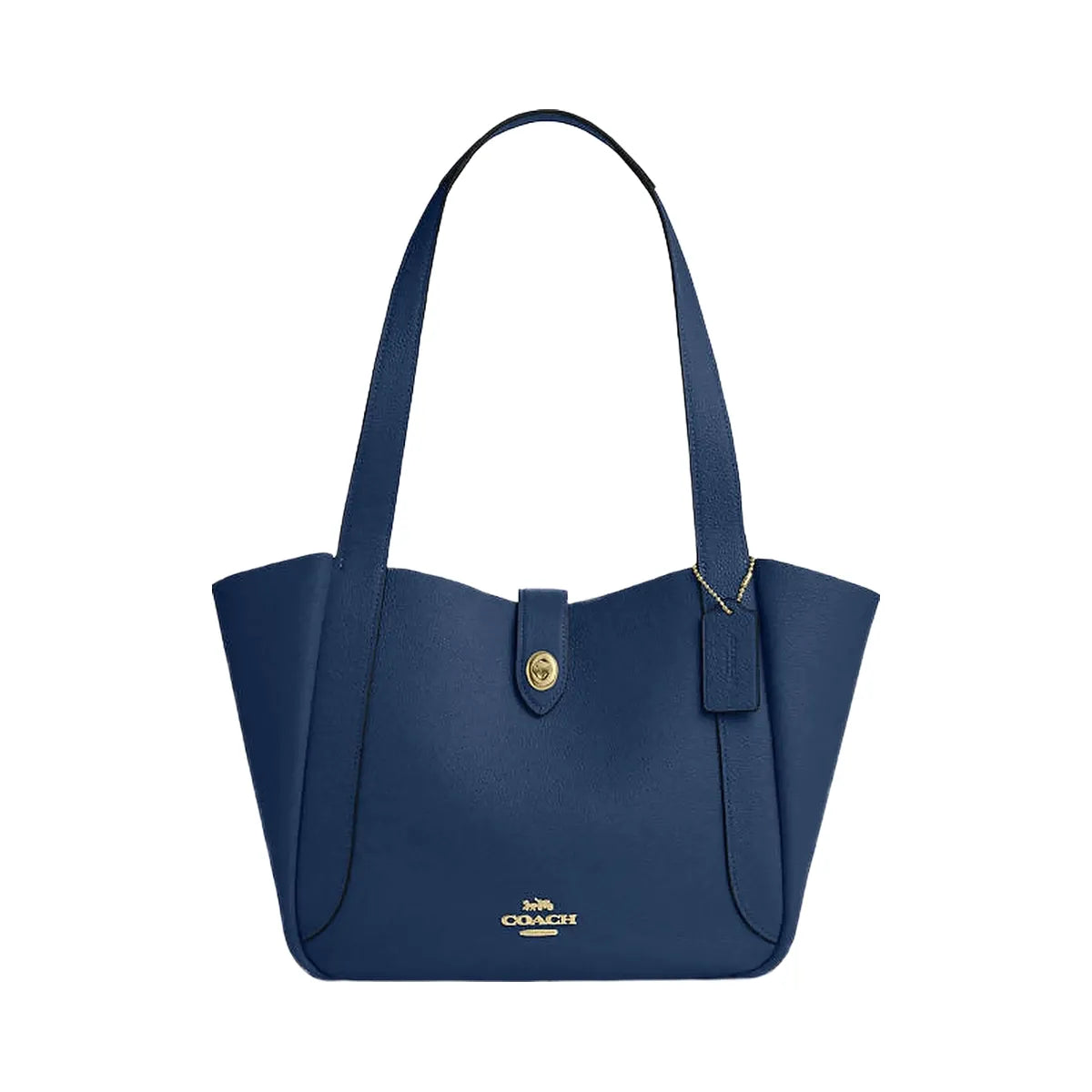 Coach Hadley Turnlock Tote Bag Pebbled Leather-Gold-Deep Blue