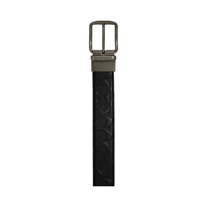 Coach Harness Buckle Cut To Size Reversible Belt, 38 Mm Smooth Leather-Black