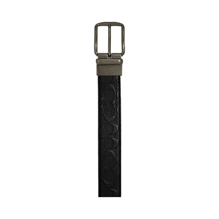 Coach Harness Buckle Cut To Size Reversible Belt, 38 Mm Smooth Leather-Black