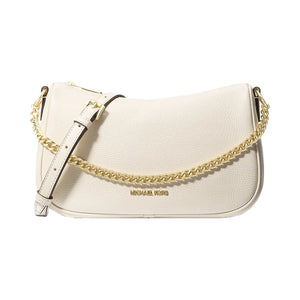 Michael Kors Carmela Medium Pebbled Leather Convertible Crossbody Bag Lt Cream