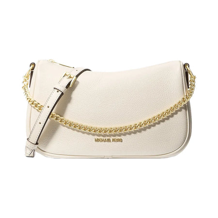 Michael Kors Carmela Medium Pebbled Leather Convertible Crossbody Bag Lt Cream