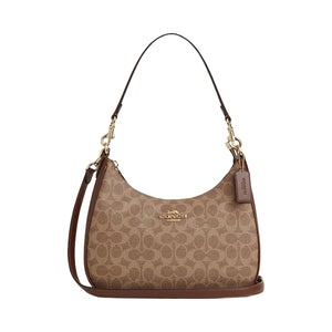 Coach Teri Hobo Bag In Signature Canvas Signature Canvas-Gold-Tan-Brown