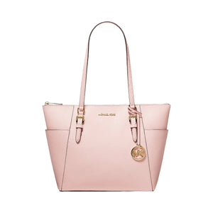 Michael Kors Charlotte Large Saffiano Leather Top-Zip Tote Bag Powder Blush