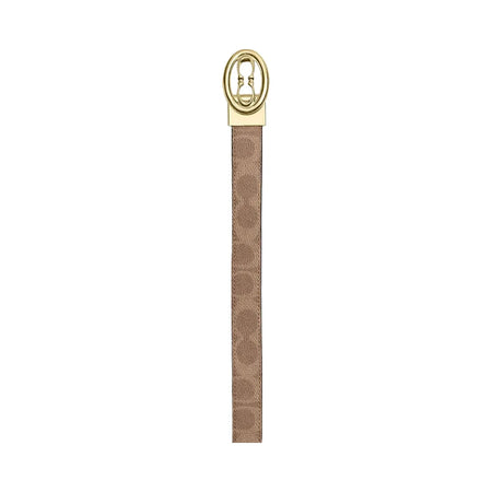 Coach Signature Buckle Cut To Size Belt, 25 Mm Signature Canvas-Gold-Tan-Brown