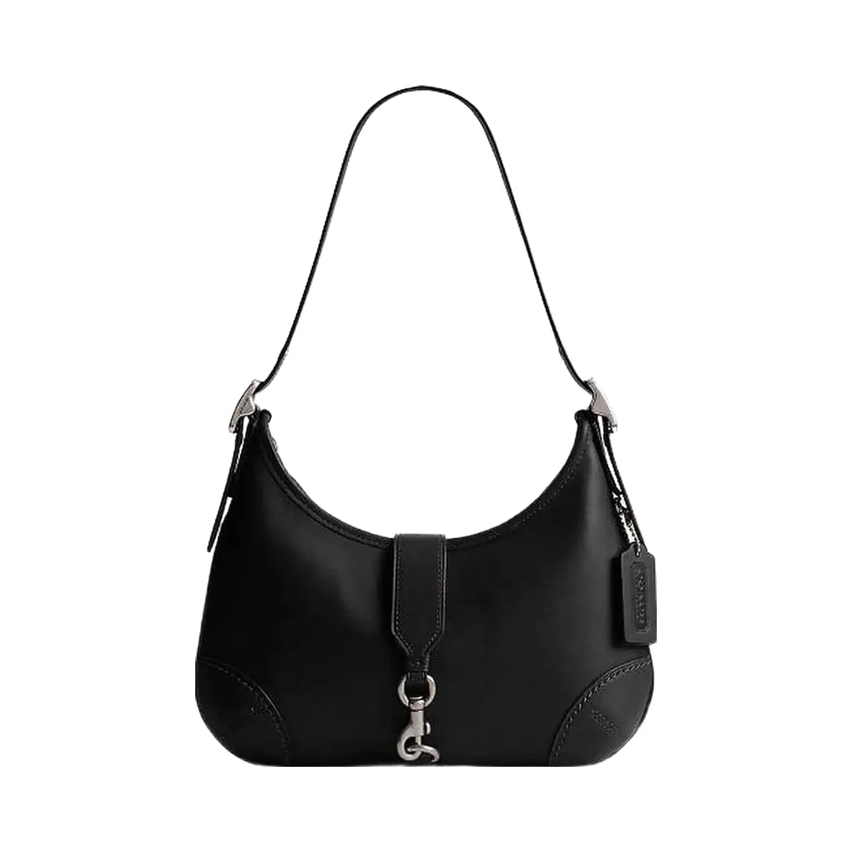 Coach Hamptons Hobo Bag Glovetan Leather-Silver-Black