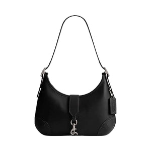 Coach Hamptons Hobo Bag Glovetan Leather-Silver-Black