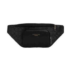 Coach Racer Small Belt Bag In Signature Canvas Signature Canvas-Gunmetal-Charcoal-Black