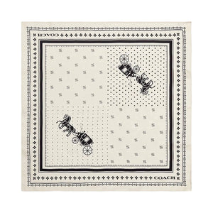 Coach Horse And Carriage Dot Print Silk Bandana Chalk & Black