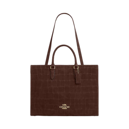 Coach Maggie Tote Bag Embossed Crocodile-Gold-Maple
