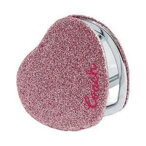 Coach Glitter Heart Compact Mirror Glovetanned Leather-Silver-Blossom