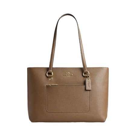 Coach Station Tote Bag Crossgrain Leather-Gold-Dark Stone