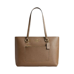 Coach Station Tote Bag Crossgrain Leather-Gold-Dark Stone