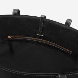 DeMellier The Tokyo Tote black small grain ecru stitching