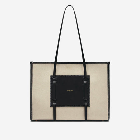 DeMellier The Capri salt & pepper canvas black smooth