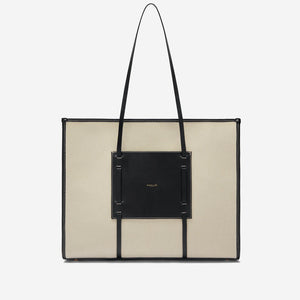 DeMellier The Large Capri salt & pepper canvas black smooth
