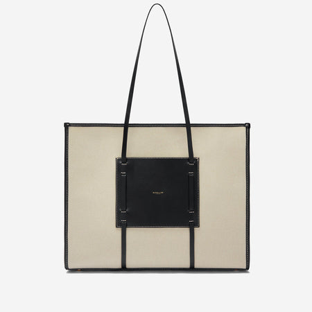 DeMellier The Large Capri salt & pepper canvas black smooth