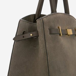 DeMellier The Midi Hudson deep olive suede & deep olive smooth
