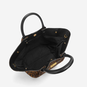 DeMellier The Midi New York leopard-effect calf hair & black smooth