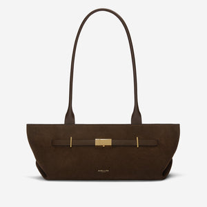 DeMellier The New York Shoulder mocha suede & mocha smooth
