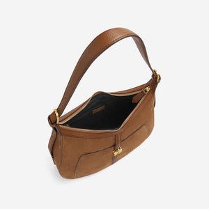 DeMellier The Siena Hobo deep tan suede & deep tan small grain